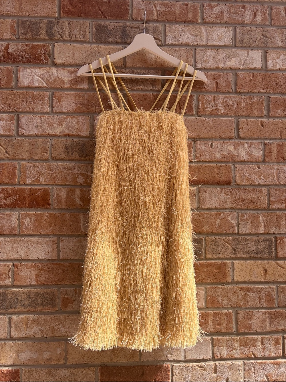 Anthropologie Bailey 44 Fringe Mini Dress - Butter Yellow/Honey